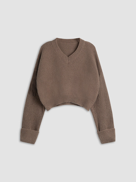 Pull décontracté à col en V Dames