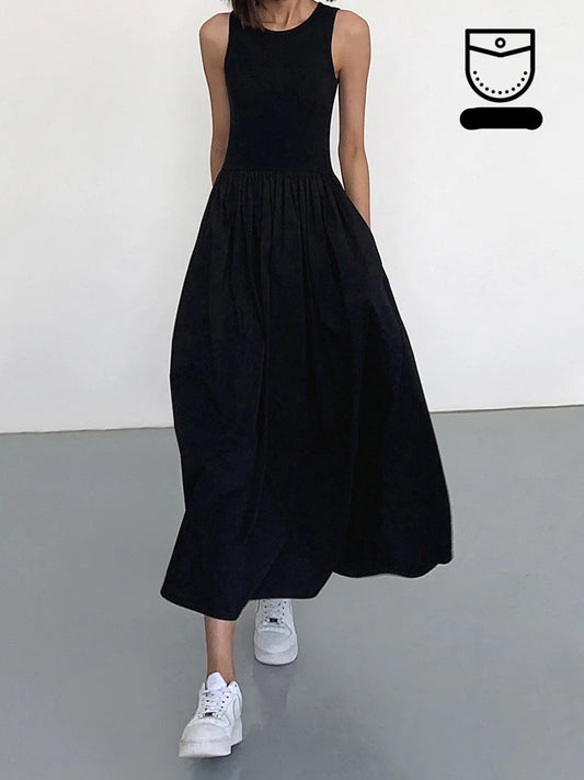 Robe longue sans manches à encolure ronde pour un style décontracté