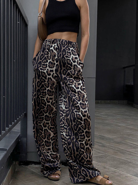 Pantalon large imprimé léopard