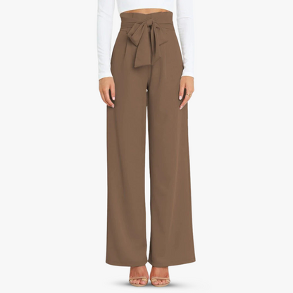 Pantalon large pour femme avec ceinture à nouer