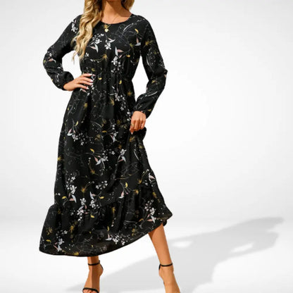 Robe longue ample à imprimé floral et manches longues