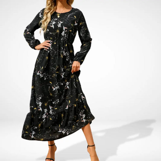Robe longue ample à imprimé floral et manches longues