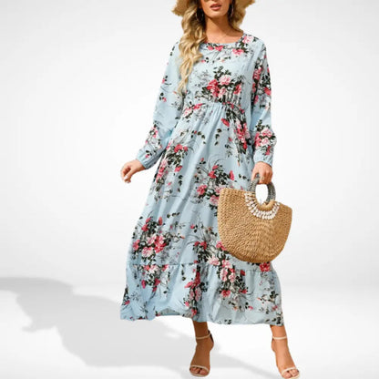 Robe longue ample à imprimé floral et manches longues