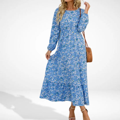 Robe longue ample à imprimé floral et manches longues