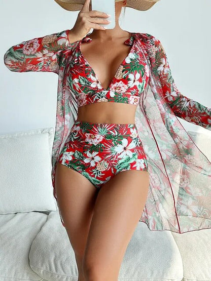 Bikini Sexy avec motif floral et superposition