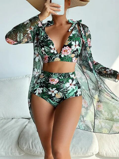 Bikini Sexy avec motif floral et superposition