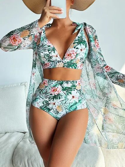 Bikini Sexy avec motif floral et superposition