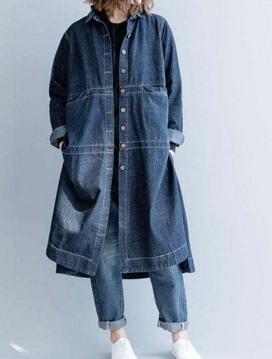 Veste longue en denim pour femmes
