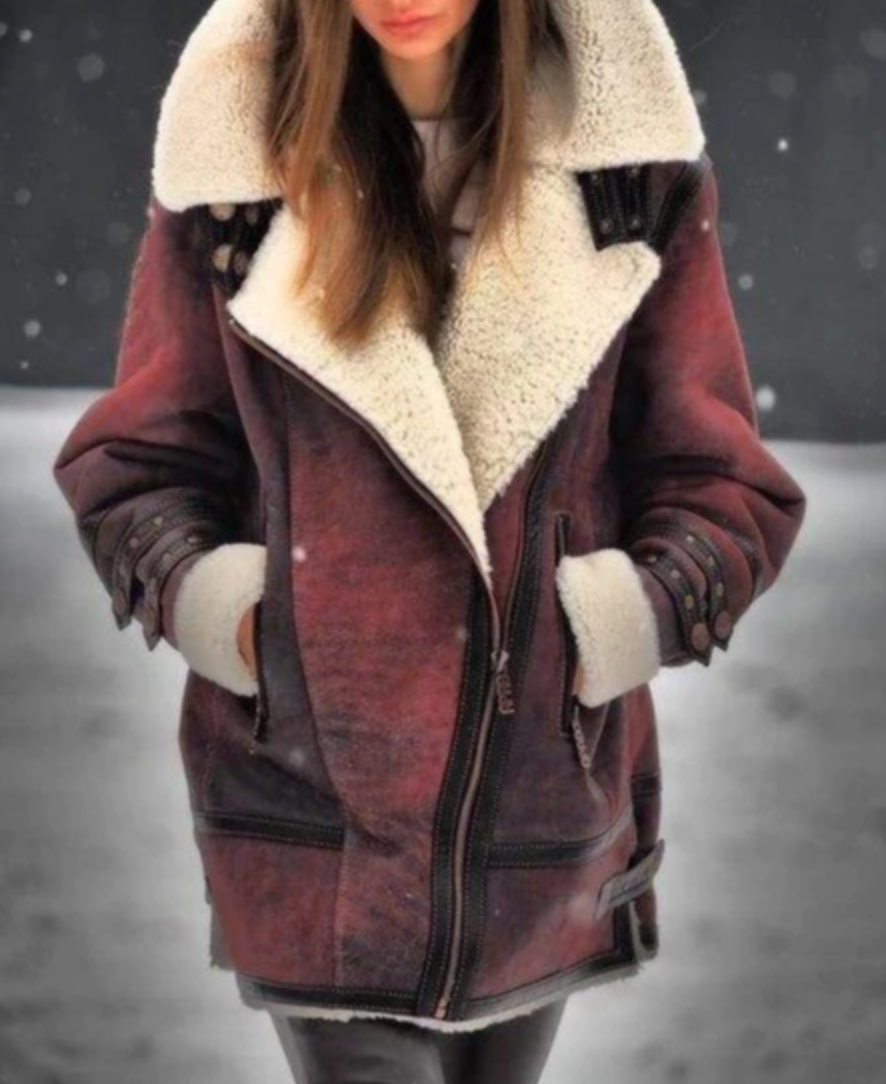 BONNY - Veste rembourrée en similicuir avec doublure chaude en peluche