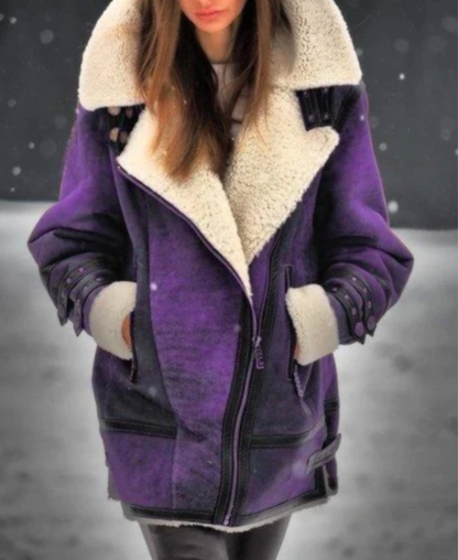 BONNY - Veste rembourrée en similicuir avec doublure chaude en peluche