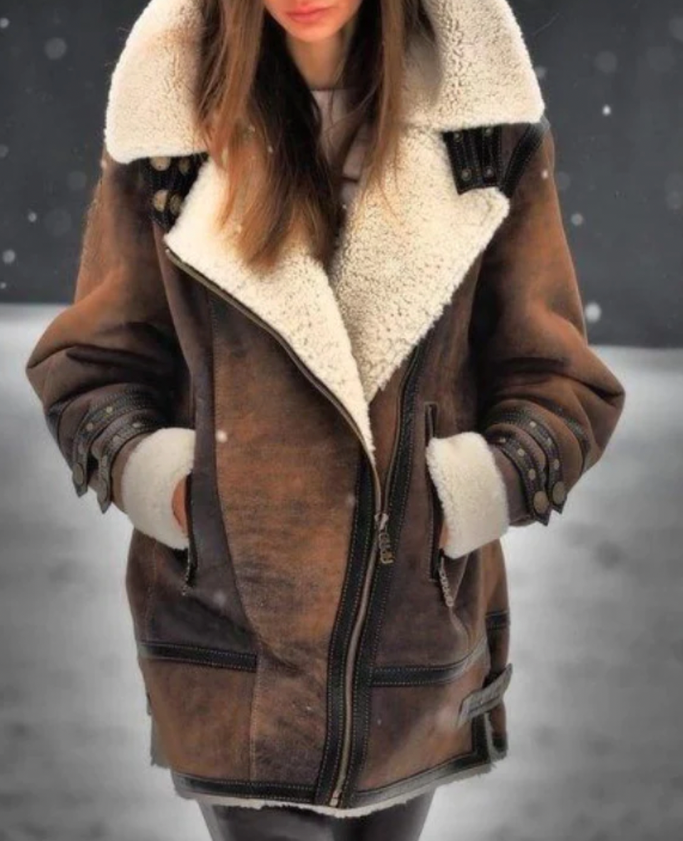 BONNY - Veste rembourrée en similicuir avec doublure chaude en peluche