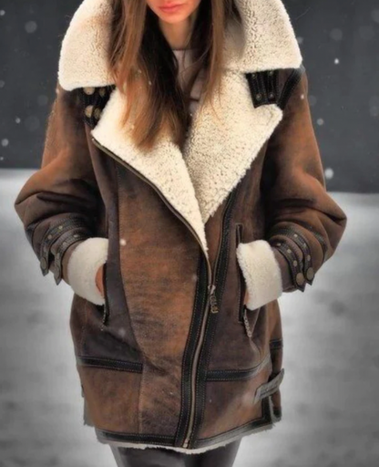 BONNY - Veste rembourrée en similicuir avec doublure chaude en peluche