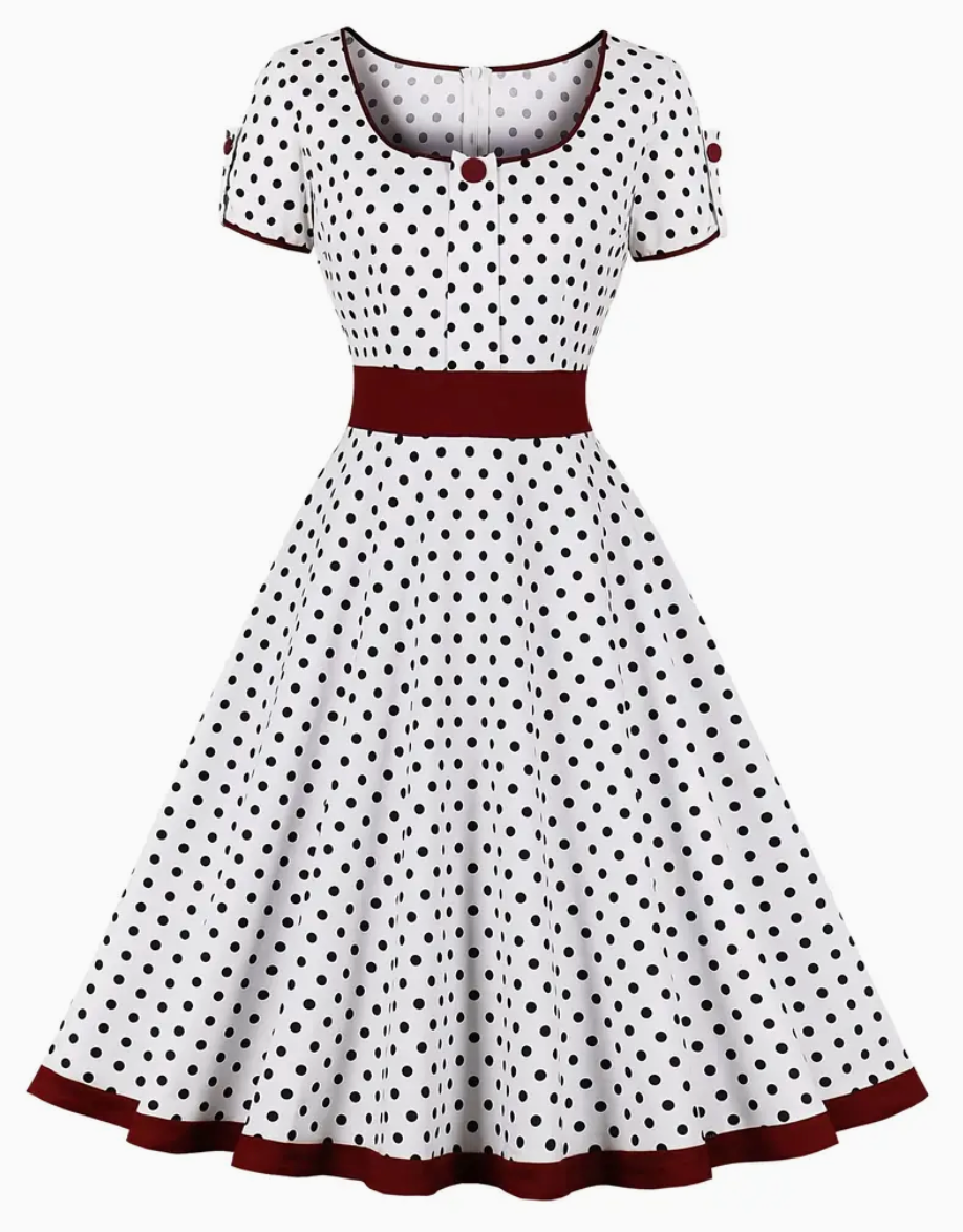 ADA - Robe à pois vintage élégante pour le printemps/été