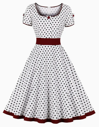 ADA - Robe à pois vintage élégante pour le printemps/été