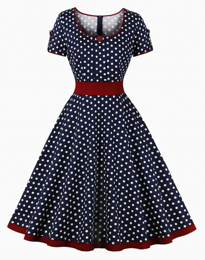 ADA - Robe à pois vintage élégante pour le printemps/été