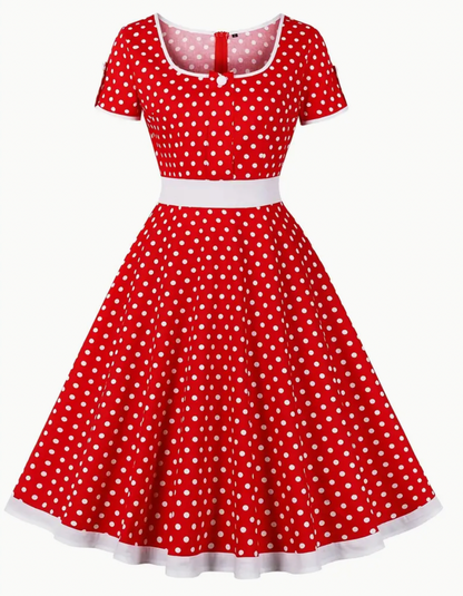 ADA - Robe à pois vintage élégante pour le printemps/été