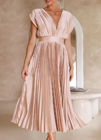 Bliss - Robe longue unie à manches courtes