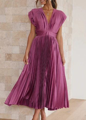 Bliss - Robe longue unie à manches courtes