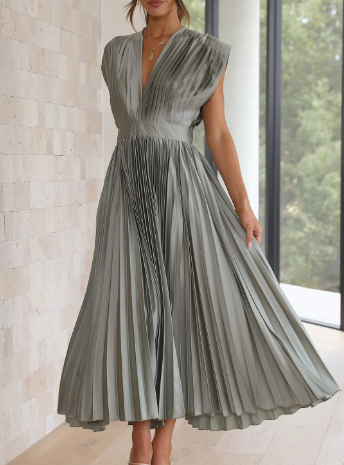 Bliss - Robe longue unie à manches courtes