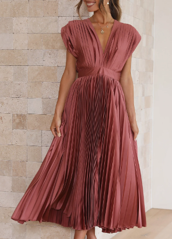 Bliss - Robe longue unie à manches courtes