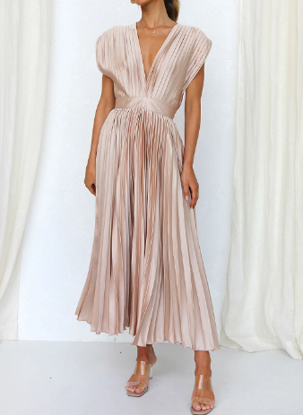 Bliss - Robe longue unie à manches courtes