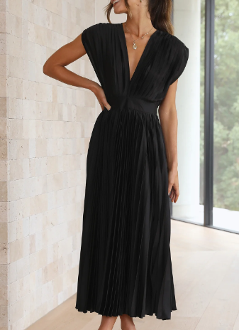 Bliss - Robe longue unie à manches courtes