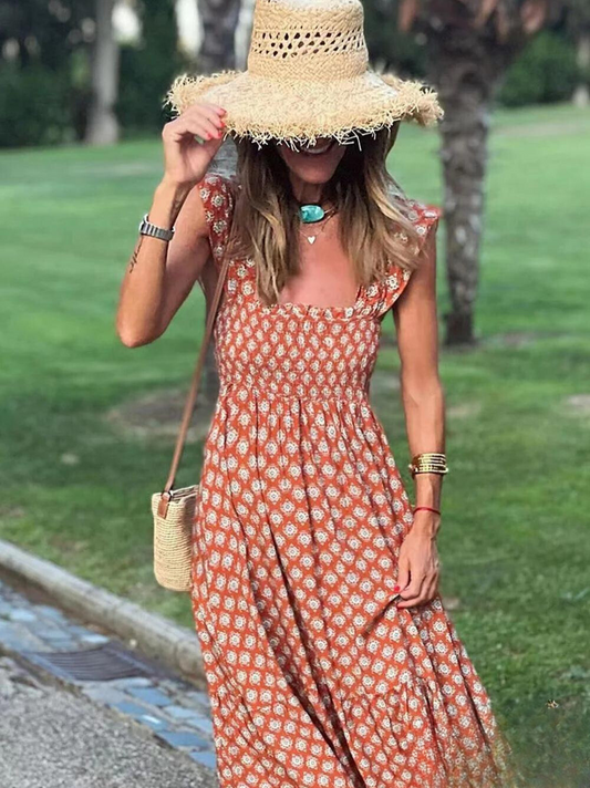 Bloom - Robe longue à imprimé bohème :