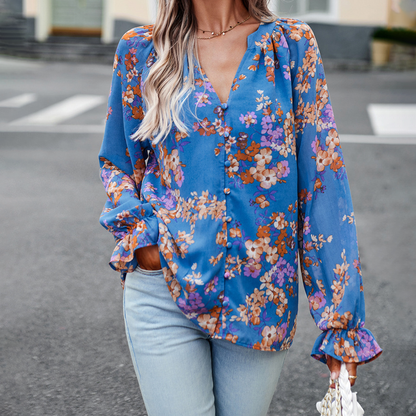 Ulansa Blouse | Chemisier à manches longues imprimé floral