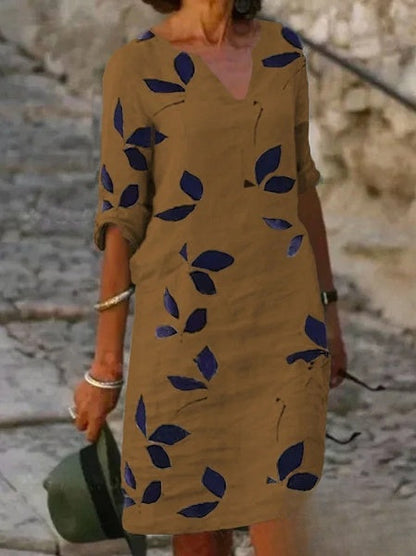 Blythe - Robe basique à demi-manches avec imprimé floral