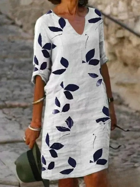 Blythe - Robe basique avec demi-manches et imprimé floral