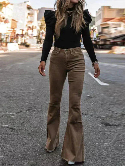 Pantalon évasé en velours côtelé pour femme