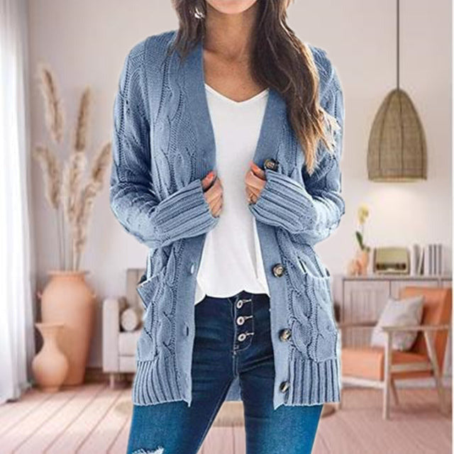 Sterlin | Cardigan Torsadé Tricoté Femme | Longue