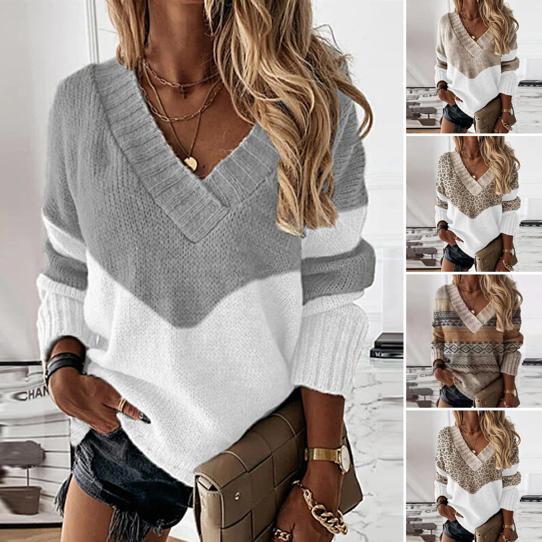 Pull élégant avec motif en V