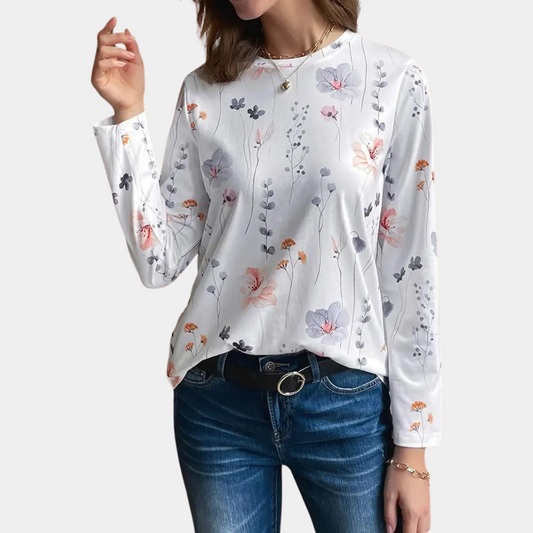 Linda - Chemisier blanc à fleurs