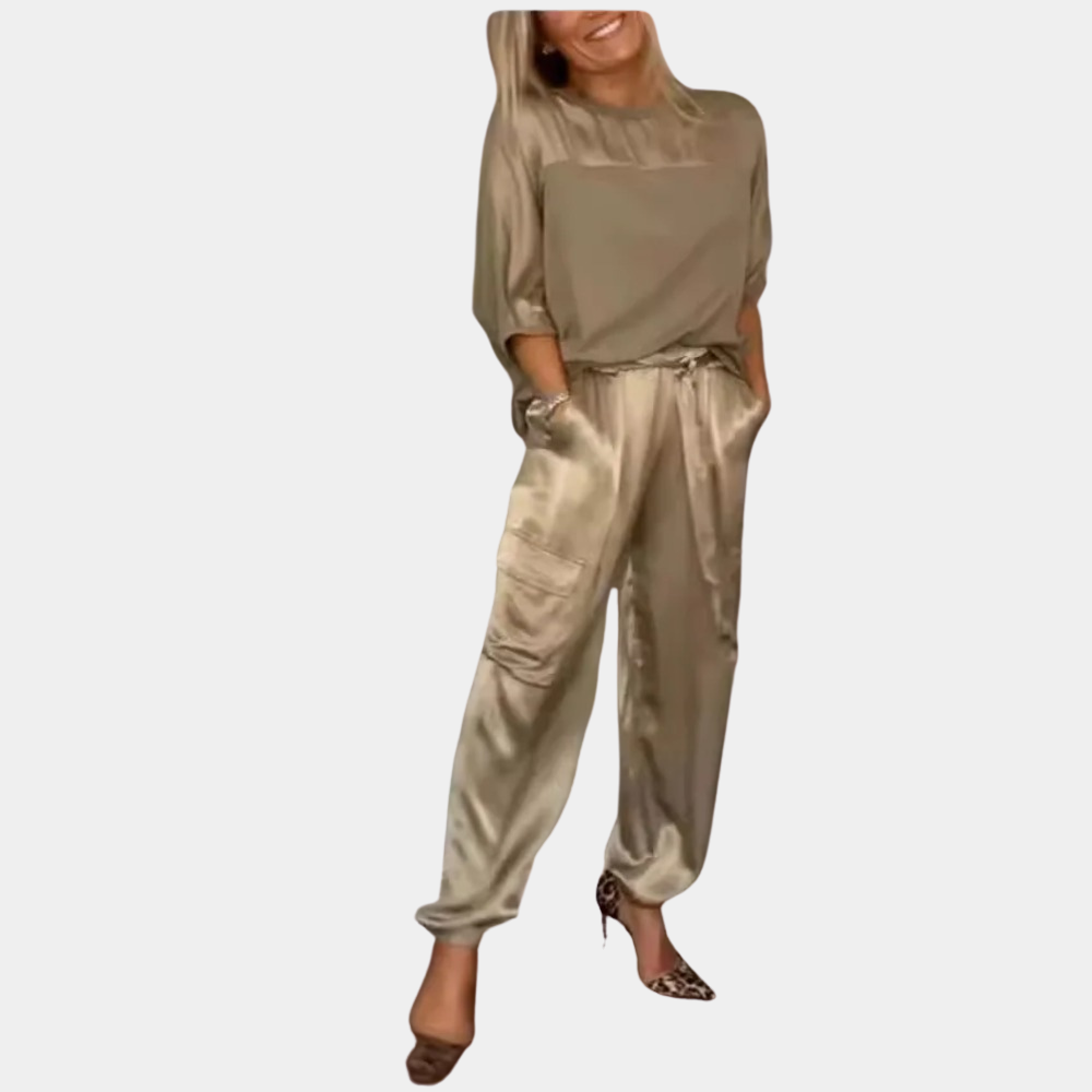 Danika - Ensemble élégant en satin chic [top + pantalon]
