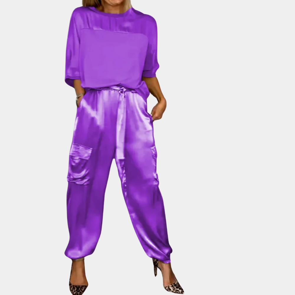 Danika - Ensemble élégant en satin chic [top + pantalon]