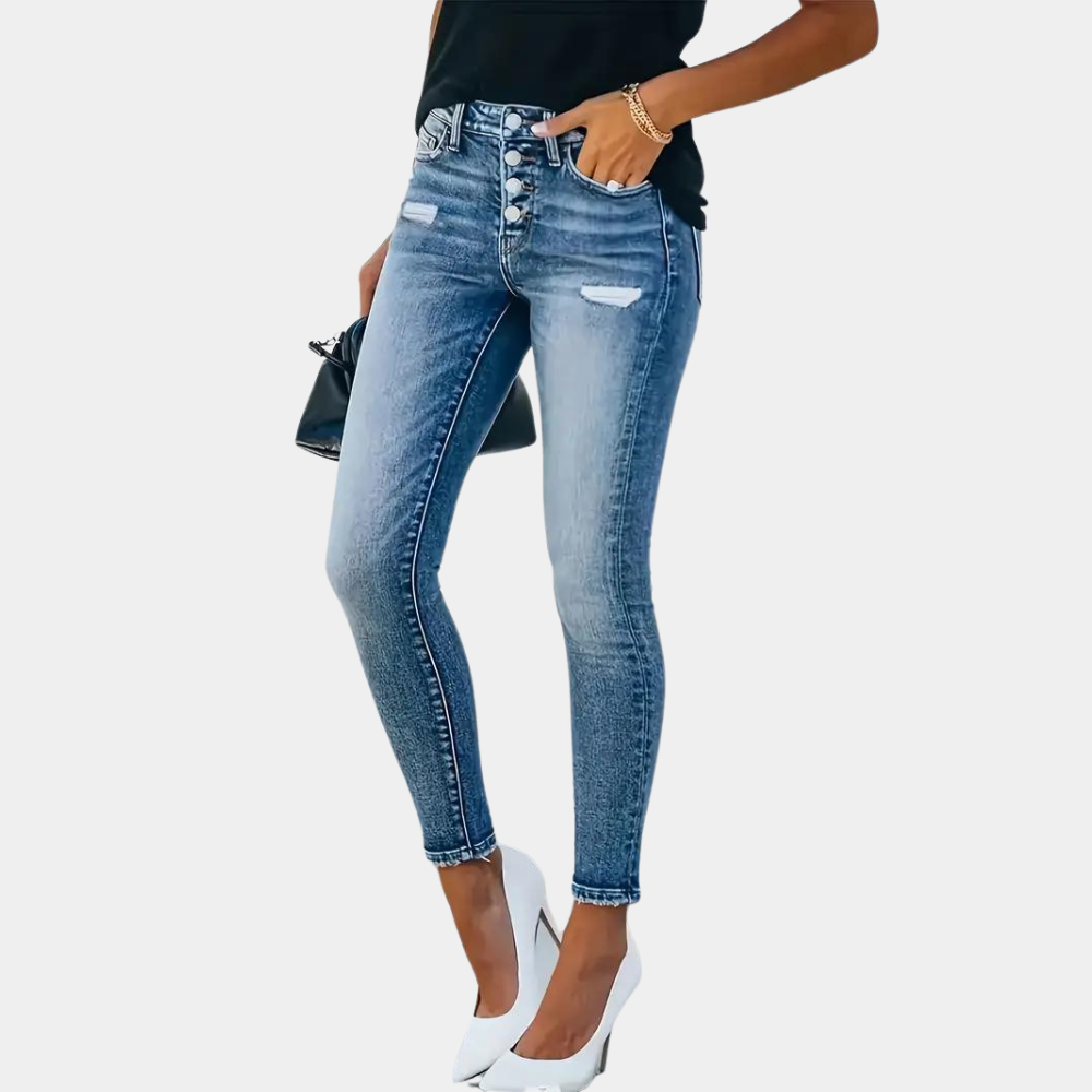 Ember - Jean skinny pour femme avec boutons