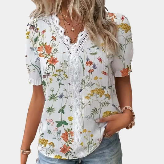Suus - Blouse florale avec dentelle