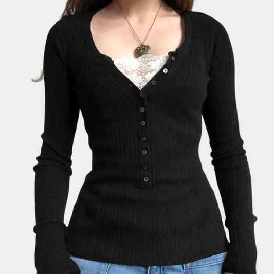 Melka - Top en maille à manches longues pour femme
