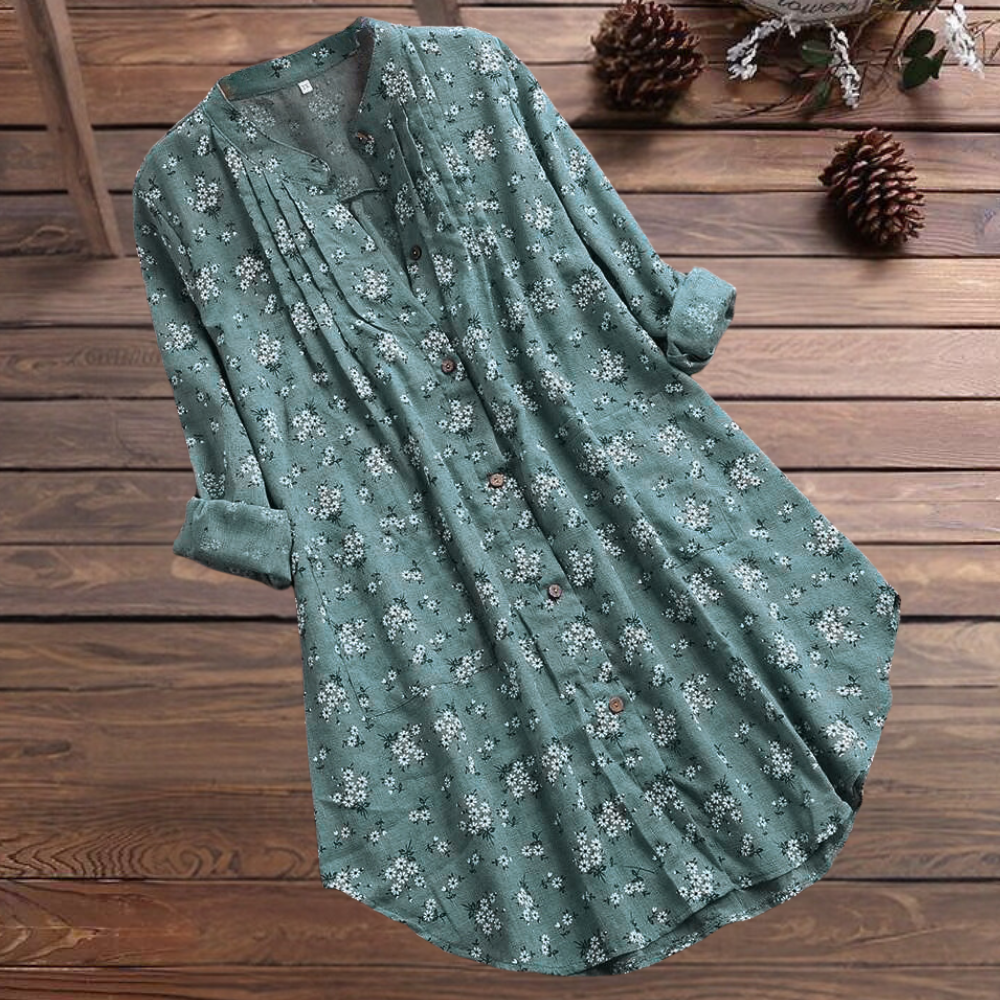 Élégante et longue blouse florale pour femmes