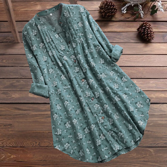 Élégante et longue blouse florale pour femmes