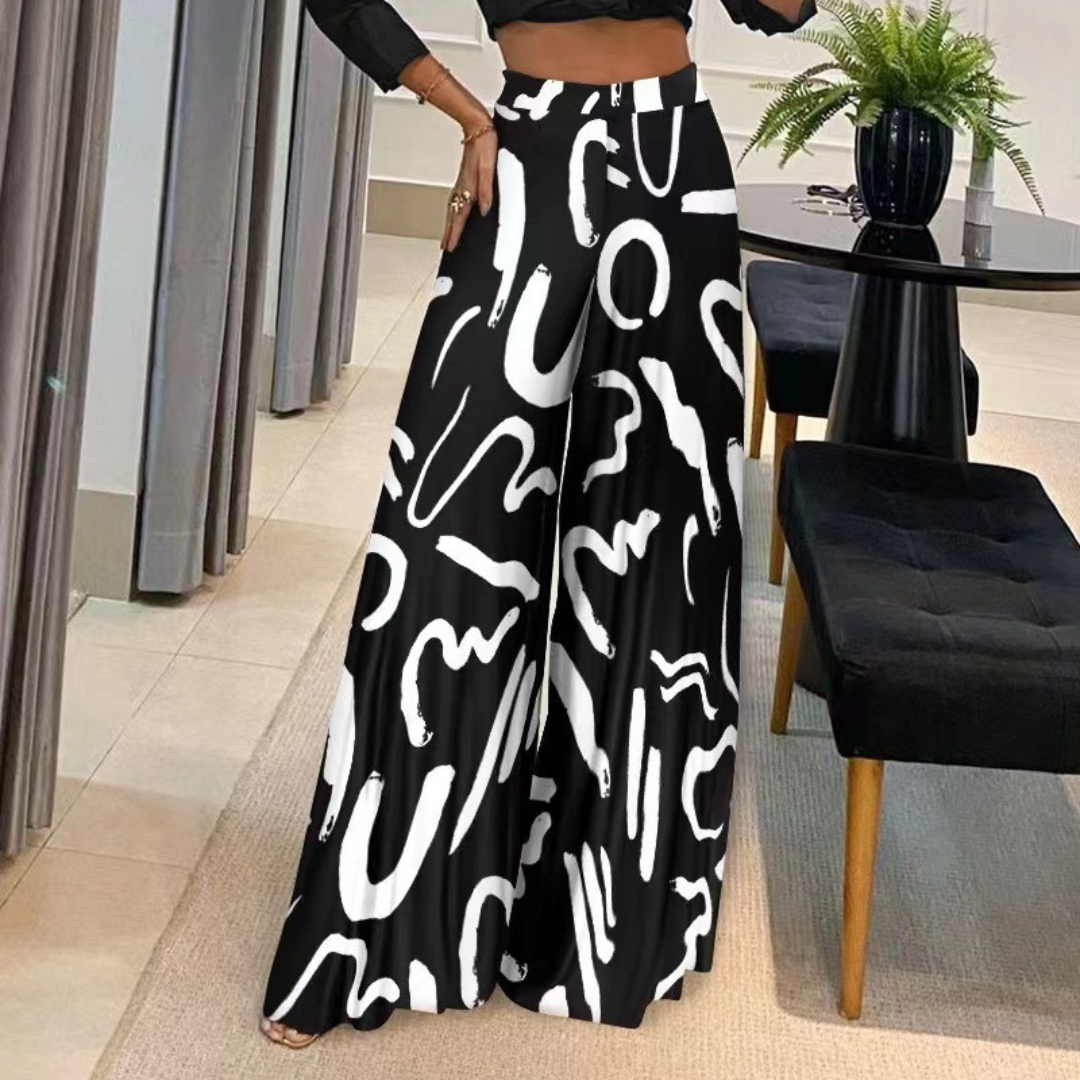 Pantalons pour femmes avec jambe large et flux artistique