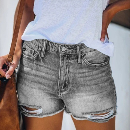Violaine - Short d'été en jean pour femmes avec franges ludiques