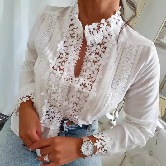 Marga - Chemisier romantique avec dentelle florale élégante