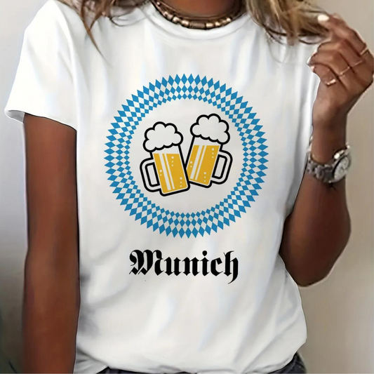 Viviane - Chemise Oktoberfest pour femmes avec col rond confortable