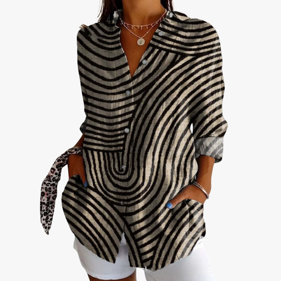 Blouse brodée en lin pour femme