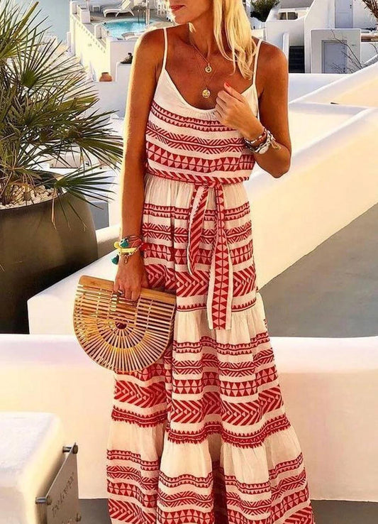 Cami - Robe sans bretelles à encolure en V avec imprimé géométrique bohème