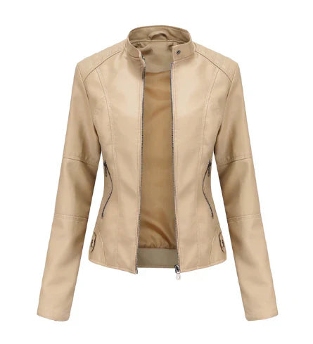 Meli - veste en cuir pour femme avec mao