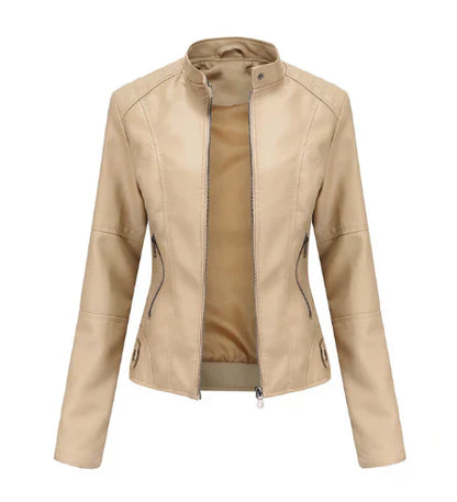 Meli - veste en cuir pour femme avec mao