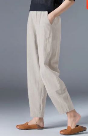 Pantalon bouffant en coton et chanvre pour femmes Mode